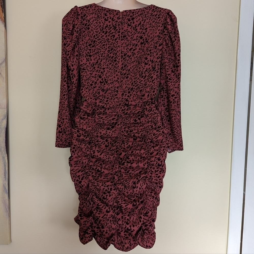 Zara animal print ruffled ruched mini dress medium - Picture 8 of 16